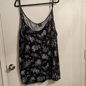 Torrid size 6 black tank with blue flower print